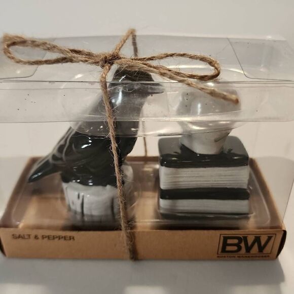 Boston Warehouse Spooky Ceramic Salt and Pepper Shakers Skull and Crow - Picture 3 of 6